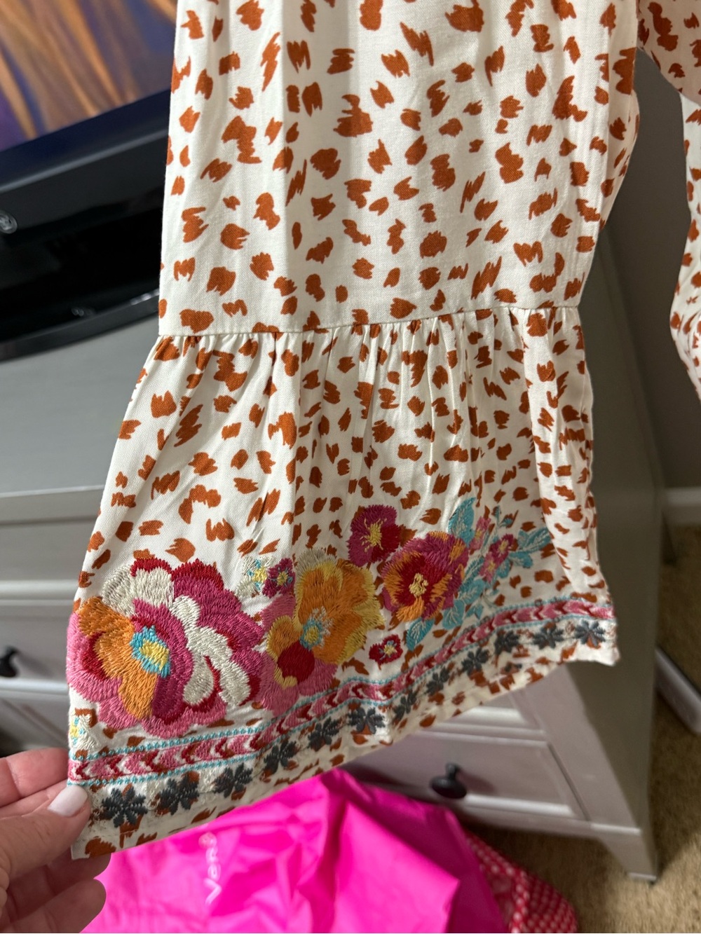 Savanna Jane 1X Embroidered Leopard Boho Tunic Top - Picture 3 of 5